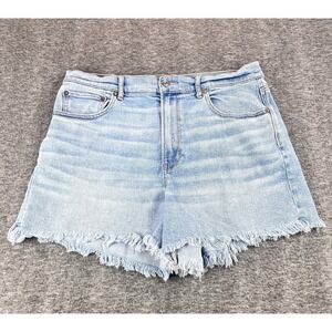 American Eagle Denim Shorts Size 14 Distressed Light Wash Denim Raw Hem Summer